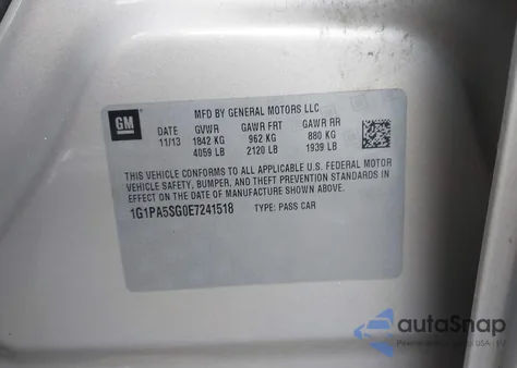 2014 Chevrolet Cruze Ls Auto from USA, damaged, VIN 1G1PA5SG0E7241518